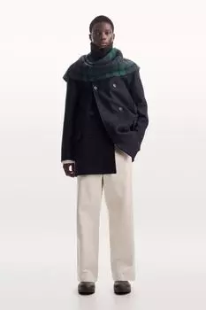 Шерстяной бушлат H&M, синий