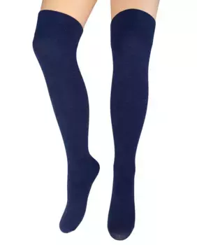 Шерстяной чулок с подвязками Parigina гладкий непрозрачный плотностью 90 ден Hyd, темно-синий