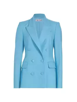 Шерстяной двубортный пиджак Oscar De La Renta, синий