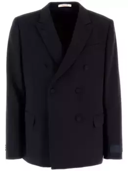 Шерстяной двубортный пиджак VALENTINO GARAVANI, синий