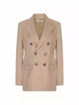 Шерстяной двубортный жакет AMI PARIS, бежевый