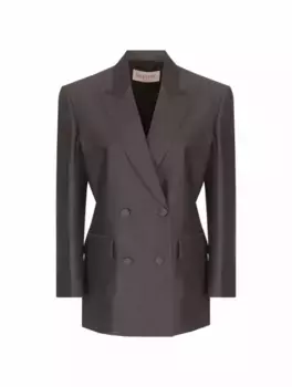 Шерстяной двубортный жакет Valentino Garavani, серый