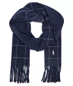 Шерстяной двухсторонний шарф Polo Ralph Lauren, синий