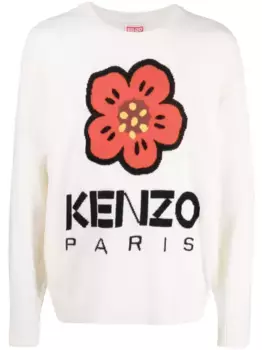 Шерстяной джемпер Boke Flower вязки интарсия KENZO, нейтральный