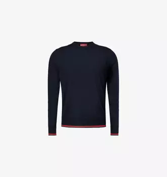 Шерстяной джемпер классического кроя с круглым вырезом Gucci, черный