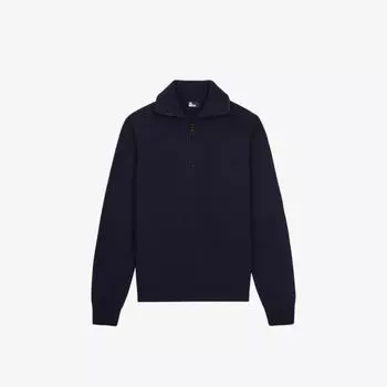 Шерстяной джемпер классического кроя с воротником-молнией The Kooples, темно-синий