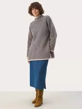 Шерстяной джемпер leana chevron с богатым рисунком Part Two, цвет French Oak/Black