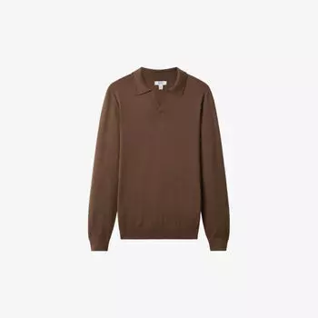 Шерстяной джемпер Milburn с открытым воротником Reiss, коричневый