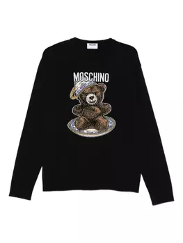 Шерстяной джемпер Moschino teddy-intarsia, черный