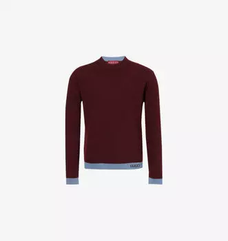 Шерстяной джемпер Regular-Fit с контрастной отделкой Gucci, бордовый