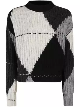 Шерстяной джемпер Roberto Collina с ромбовидным узором, черный