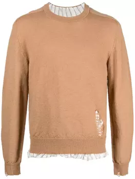 Шерстяной джемпер с эффектом потертости Maison Margiela, нейтральный