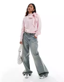 Шерстяной джемпер с бантом в виде шарфа розового цвета & Other Stories