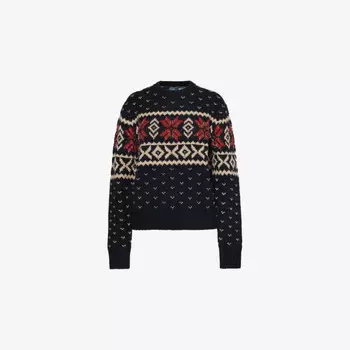 Шерстяной джемпер с длинными рукавами и принтом «Снежинка» Polo Ralph Lauren, черный