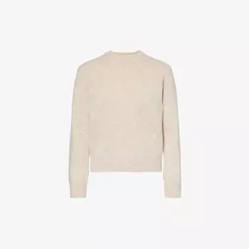 Шерстяной джемпер с фирменной вышивкой Sporty & Rich, цвет heather oatmeal