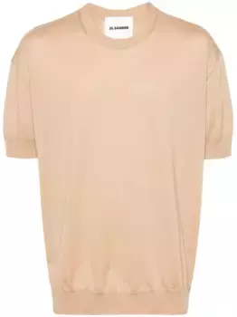 Шерстяной джемпер с короткими рукавами JIL SANDER, нейтральный