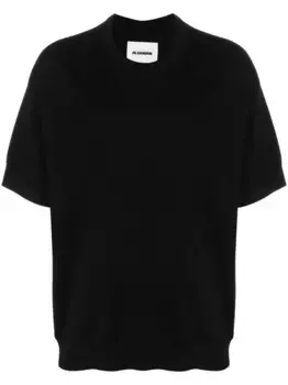 Шерстяной джемпер с короткими рукавами JIL SANDER, черный