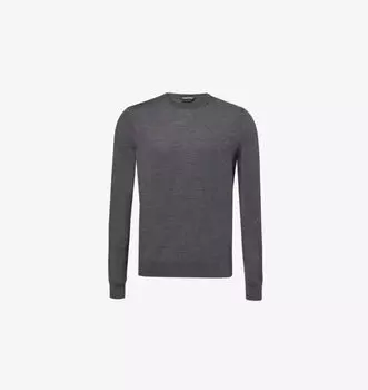 Шерстяной джемпер с круглым вырезом и длинными рукавами Tom Ford, серый