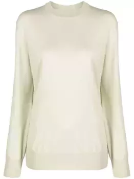 Шерстяной джемпер с круглым вырезом JIL SANDER, зеленый