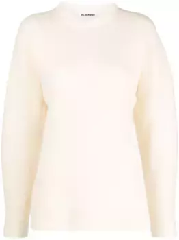 Шерстяной джемпер с круглым вырезом JIL SANDER, нейтральный