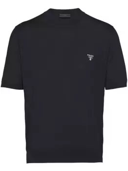 Шерстяной джемпер с круглым вырезом Prada, черный