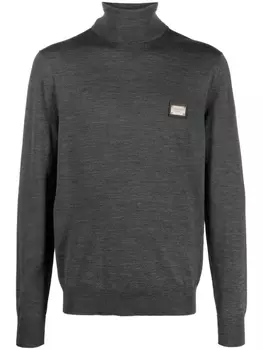 Шерстяной джемпер с логотипом Dolce & Gabbana, серый