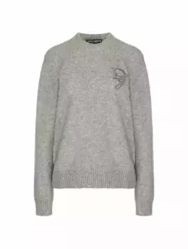 Шерстяной джемпер с логотипом Dolce&Gabbana, серый