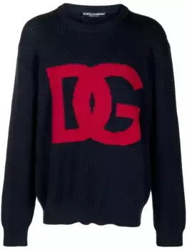 Шерстяной джемпер с логотипом DOLCE & GABBANA, синий