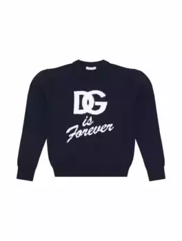 Шерстяной джемпер с логотипом Dolce&Gabbana, тёмно-синий