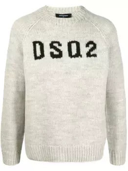Шерстяной джемпер с логотипом DSQUARED2, нейтральный
