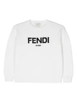 Шерстяной джемпер с логотипом Fendi Kids, нейтральный