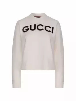 Шерстяной джемпер с логотипом Gucci, белый