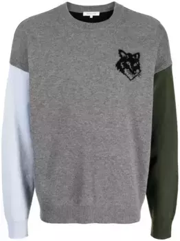 Шерстяной джемпер с логотипом Maison Kitsun, серый