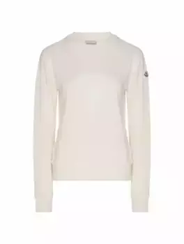 Шерстяной джемпер с логотипом Moncler, белый