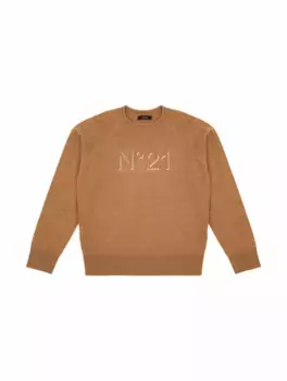 Шерстяной джемпер с логотипом N°21, коричневый