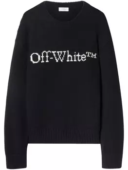 Шерстяной джемпер с логотипом Off-White, черный