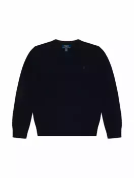 Шерстяной джемпер с логотипом Ralph Lauren, тёмно-синий