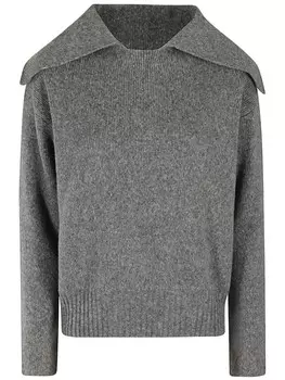 Шерстяной джемпер с матросским воротником от Roberto Collina, серый