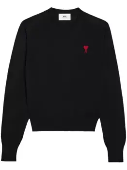 Шерстяной джемпер с монограммой Ami de Coeur AMI Paris, черный