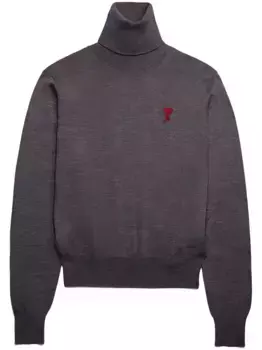 Шерстяной джемпер с монограммой Ami de Coeur AMI Paris, серый