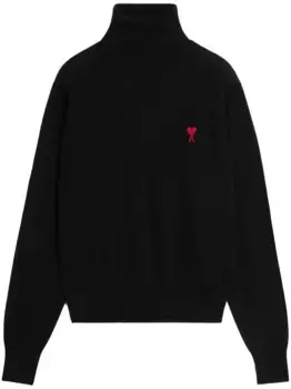 Шерстяной джемпер с монограммой Ami de Coeur AMI Paris, черный