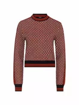 Шерстяной джемпер с монограммой Balmain, красный