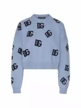 Шерстяной джемпер с монограммой Dolce&Gabbana, синий