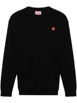 Шерстяной джемпер с нашивкой Boke Flower KENZO, черный