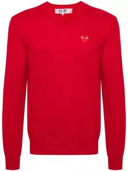 Шерстяной джемпер с нашивкой Comme Des Garons Play, красный