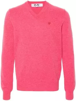 Шерстяной джемпер с нашивкой Comme Des Garons Play, розовый