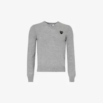 Шерстяной джемпер с принтом Heart Comme des Garons, серый