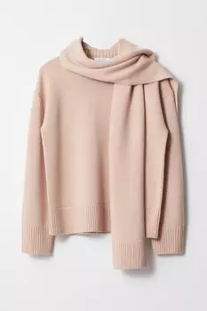 Шерстяной джемпер с шарфом & Other Stories, бежевый