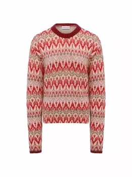 Шерстяной джемпер с узорами Moncler, розовый
