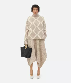 Шерстяной джемпер с узором «аргайл» и интарсией Bottega Veneta